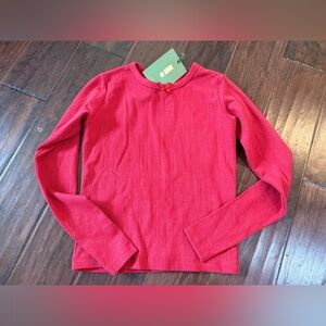 Daily Drills Red pointelle henley top